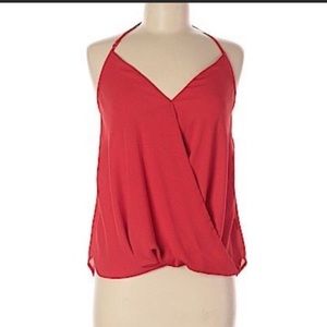 Abbeline XS Surplice Wrap Red Drape Top